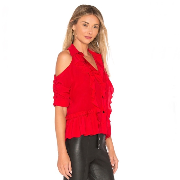 Calvin Rucker Be Near Me Cold Shoulder Ruffle Top - Picture 4 of 9